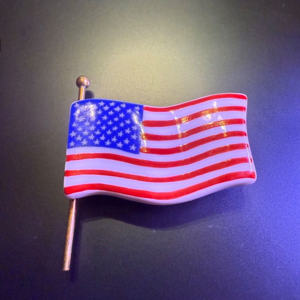 Limoges American Flag Trinket Box